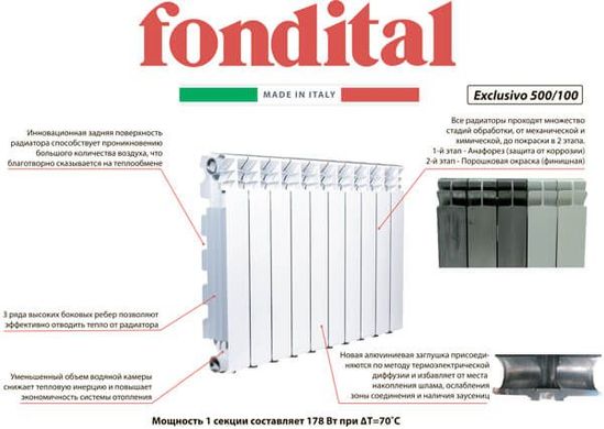 Радіатор алюмінієвий Fondital Exclusivo 350/100 B4