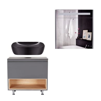 Комплект меблів для ванної Qtap Robin тумба + раковина + дзеркальна шафа QT044RO42982