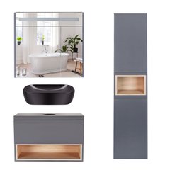 Комплект меблів для ванної Qtap Robin тумба + раковина + дзеркальна шафа + пенал QT044RO42986
