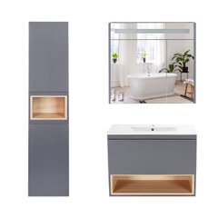 Комплект мебели для ванной Qtap Robin тумба с раковиной + зеркальный шкаф + пенал QT044RO42974