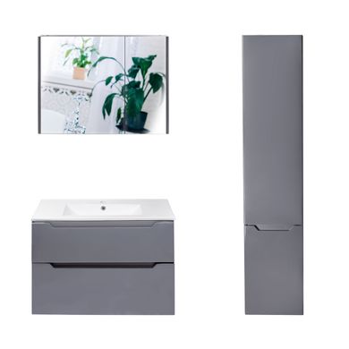 Комплект мебели для ванной Qtap Scorpio тумба с раковиной + зеркальный шкаф + пенал QT044SK42992