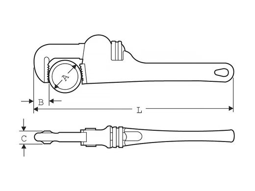 Алюминиевый прямой трубный ключ SUPER-EGO 8” (104100000)