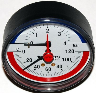 Термоманометр аксиальный Watts F+R818 80 1/2", 0-4 бар, 120 гр