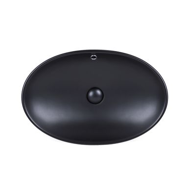 Раковина-чаша Qtap Dove 625х415х150 Matt black с донным клапаном QT063077MBMB