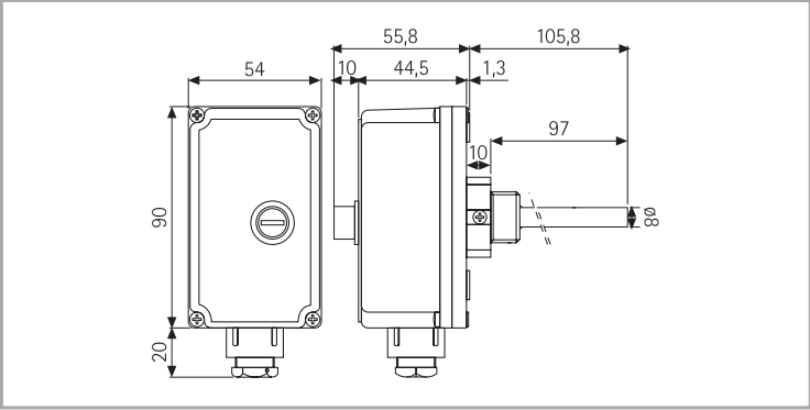 543010 Термостат аварійний LSC1, діапазон темп. 90-110С, довжина щупа 120 мм, 1/2" зовн.
