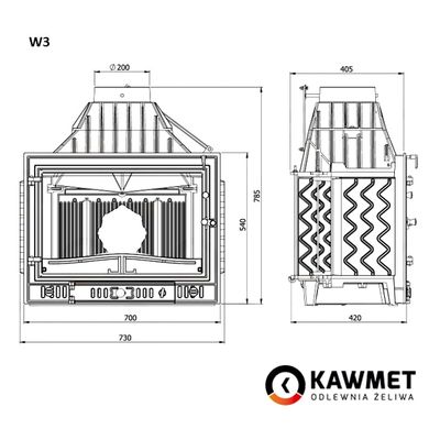 Чугунная каминная топка KAWMET W3 16,7 кВт