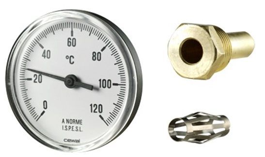 Термометр биметаллический аксиальный Cewal PST 63 P (?63 0/120°С L-50 мм)