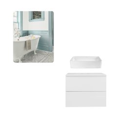 Комплект меблів для ванної Qtap тумба + раковина + дзеркало QT044VI43005