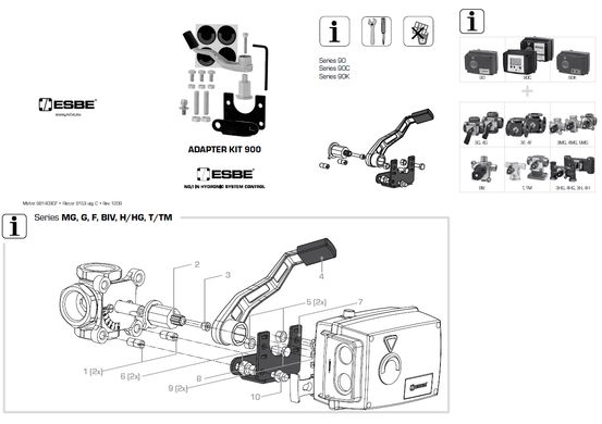 16051300 монтажний комплект до електроприводів серії 90 на клапани тип MG, G, F, H, HG