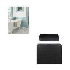 Комплект меблів для ванної Qtap тумба + раковина + дзеркало QT044VI43008