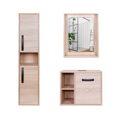 Комплект мебели для ванной Qtap тумба + раковина + зеркальный шкаф + пенал QT044PI42959