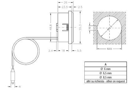 Термометр капиллярный Cewal TQ 52 P (52х52мм 0/120°С L-1500 мм)