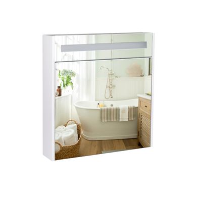 Зеркальный шкаф подвесной Qtap Robin 700х730х145 White с LED-подсветкой QT1377ZP7001W