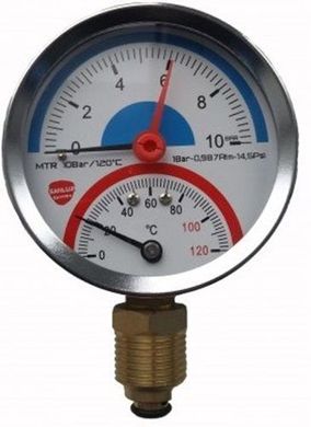 Термоманометр радиальный Sanlux Termo (? 80, 1/4", 10 бар, 0-120°C)